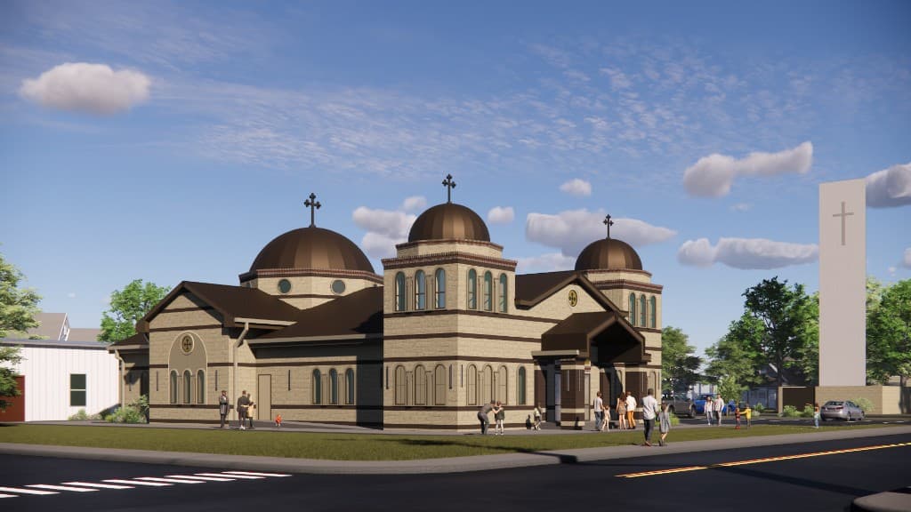 Architectural rendering of the new Holy Three Hierarchs Serbian Orthodox Church